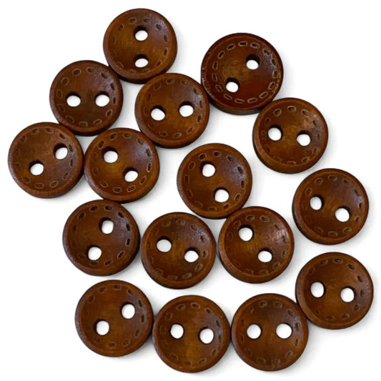 KnitForLess 9mm Baby Wooden Buttons 2 Hole Cardigan with Stitch Mark Pattern - 20