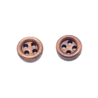 Two brown wooden buttons.