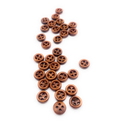 KnitForLess 9mm Brown Wooden Buttons 4 Hole Baby Cardigans Doll Clothing