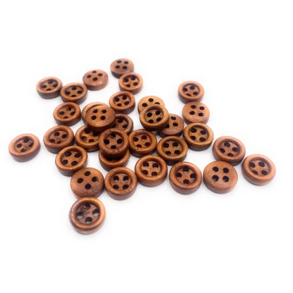 KnitForLess 9mm Brown Wooden Buttons 4 Hole Baby Cardigans Doll Clothing