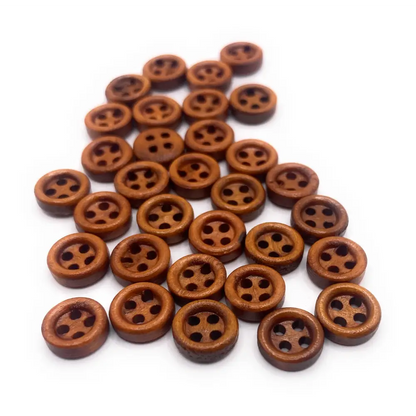 KnitForLess 9mm Brown Wooden Buttons 4 Hole Baby Cardigans Doll Clothing