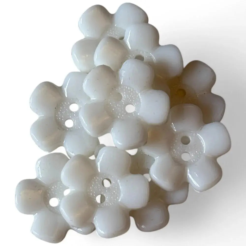 Cluster of white flower-shaped buttons.