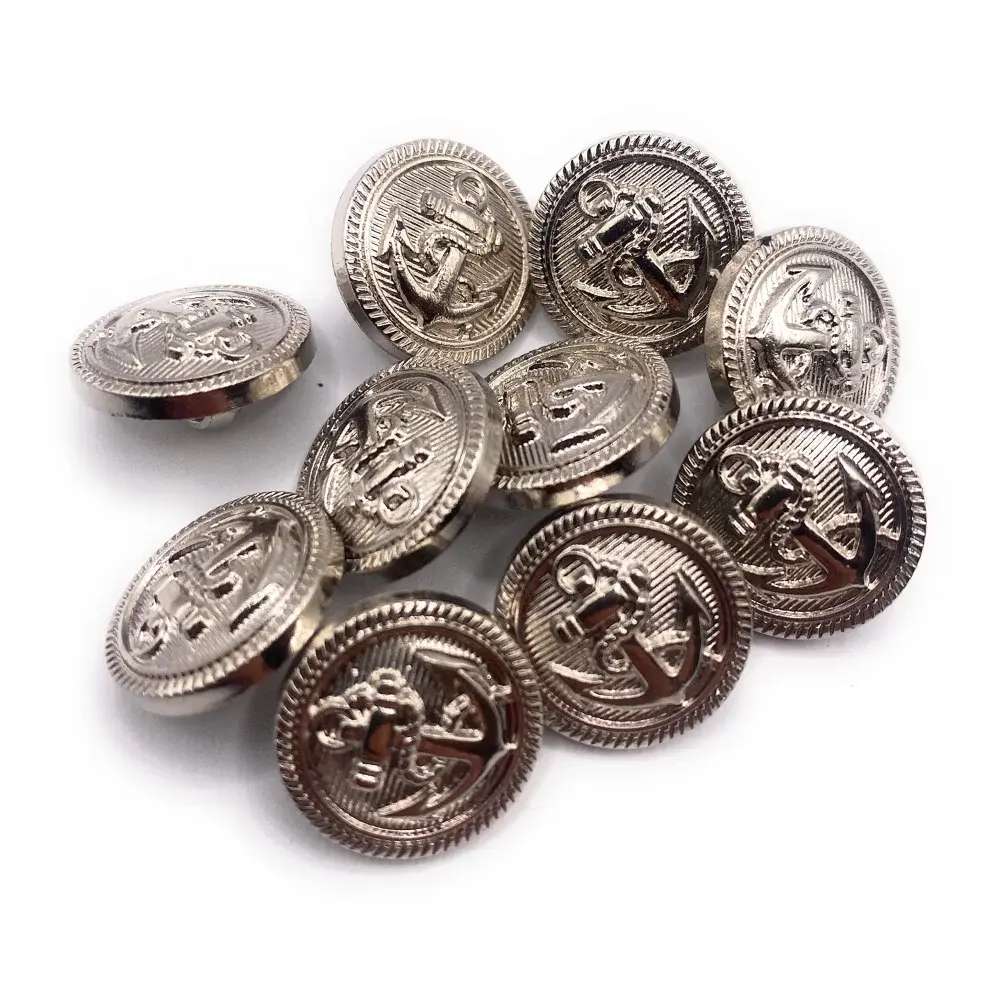 Silver-colored anchor-motif buttons.