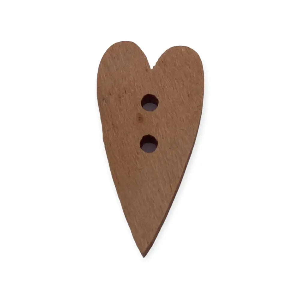 Brown wooden heart button.