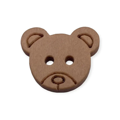 Brown bear-shaped button.