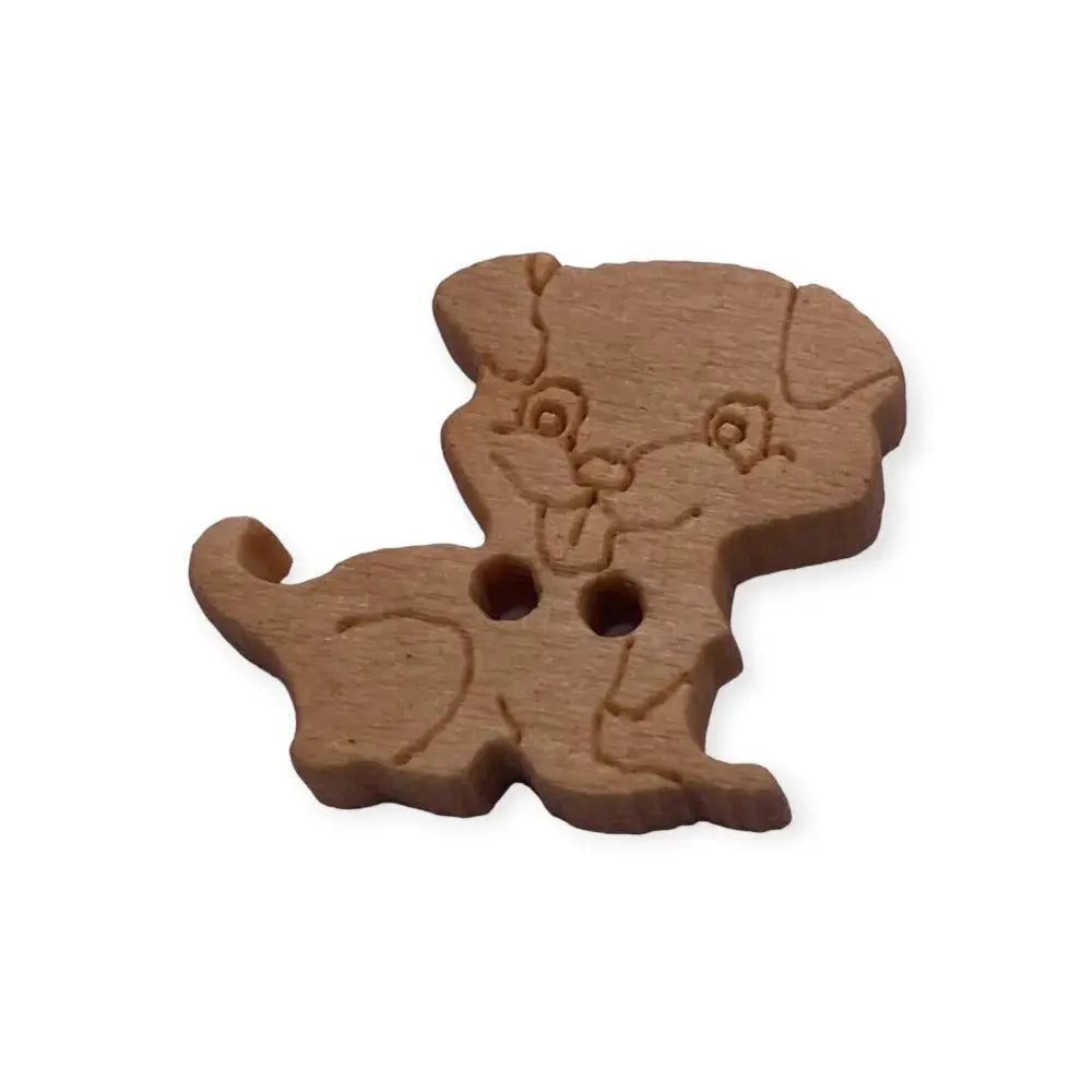Wooden dog-shaped button.