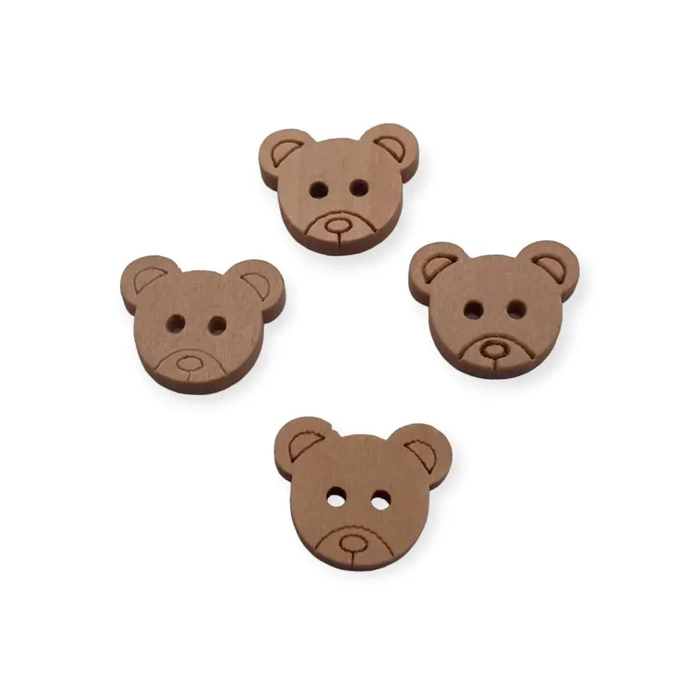 Four brown teddy bear buttons.