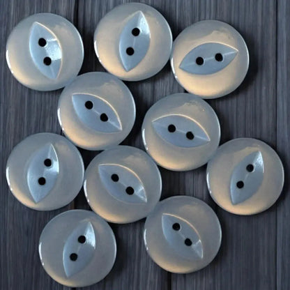 Ten pearlescent two-hole buttons.