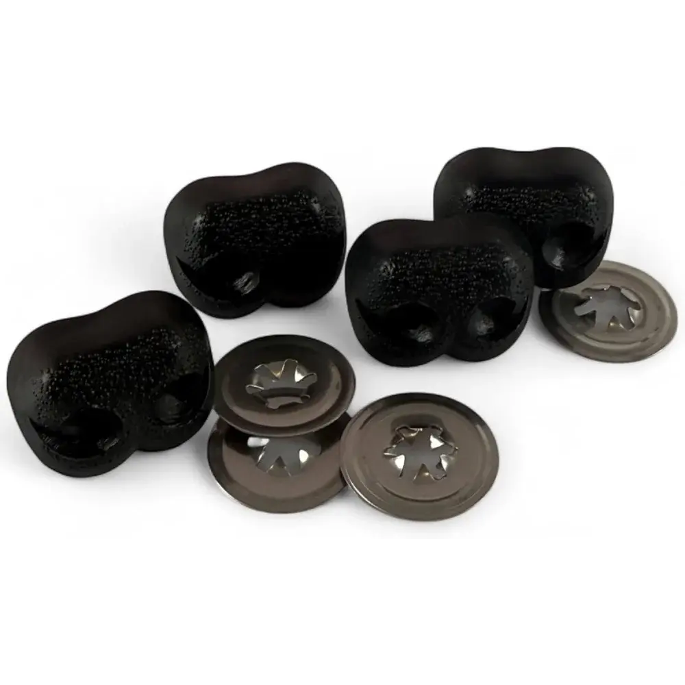 Black plastic knobs and metal washers.