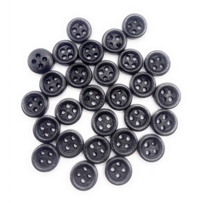 KnitForLess Black Wooden Buttons 9mm 4 Hole Baby Dolls Cardigans Knitting Sewing