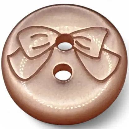 Rose gold button with bow design.