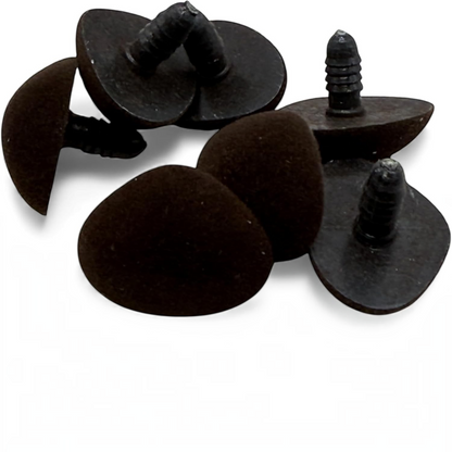 KnitForLess 30mm brown flocked animal noses for teddy bear and soft toy making with secure backings