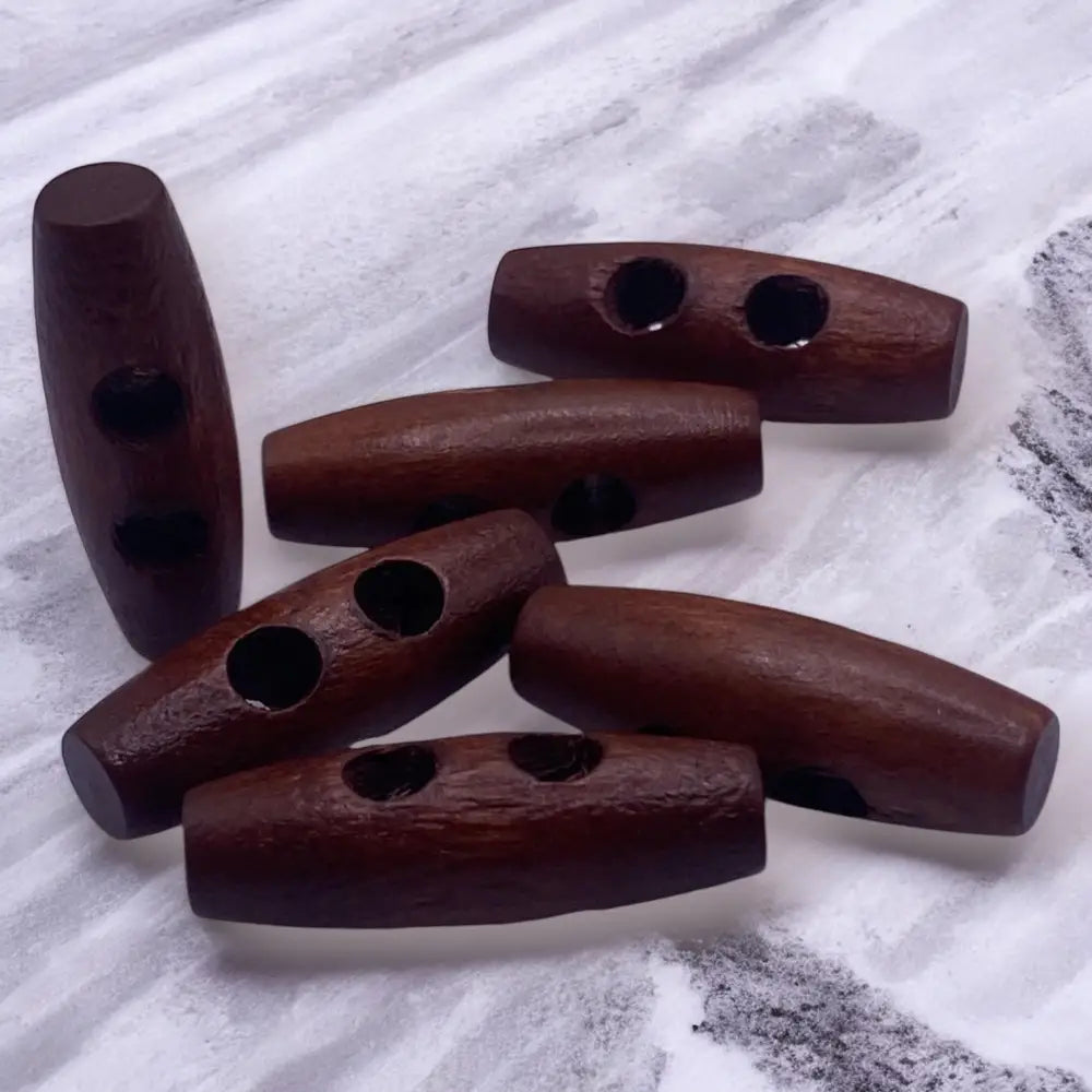 KnitForLess Brown Wooden Toggle Buttons 30mm 2 Hole for Coats and Cardigans