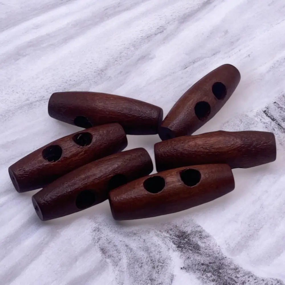 KnitForLess Brown Wooden Toggle Buttons 30mm 2 Hole for Coats and Cardigans