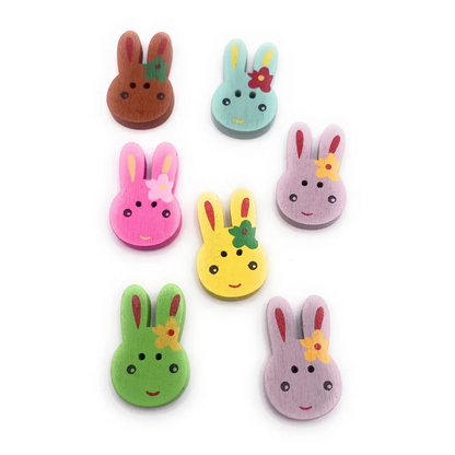Colorful bunny buttons.