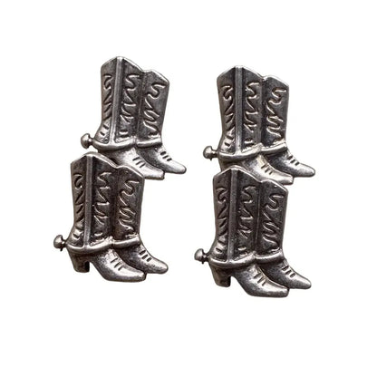 Silver cowboy boot cufflinks.