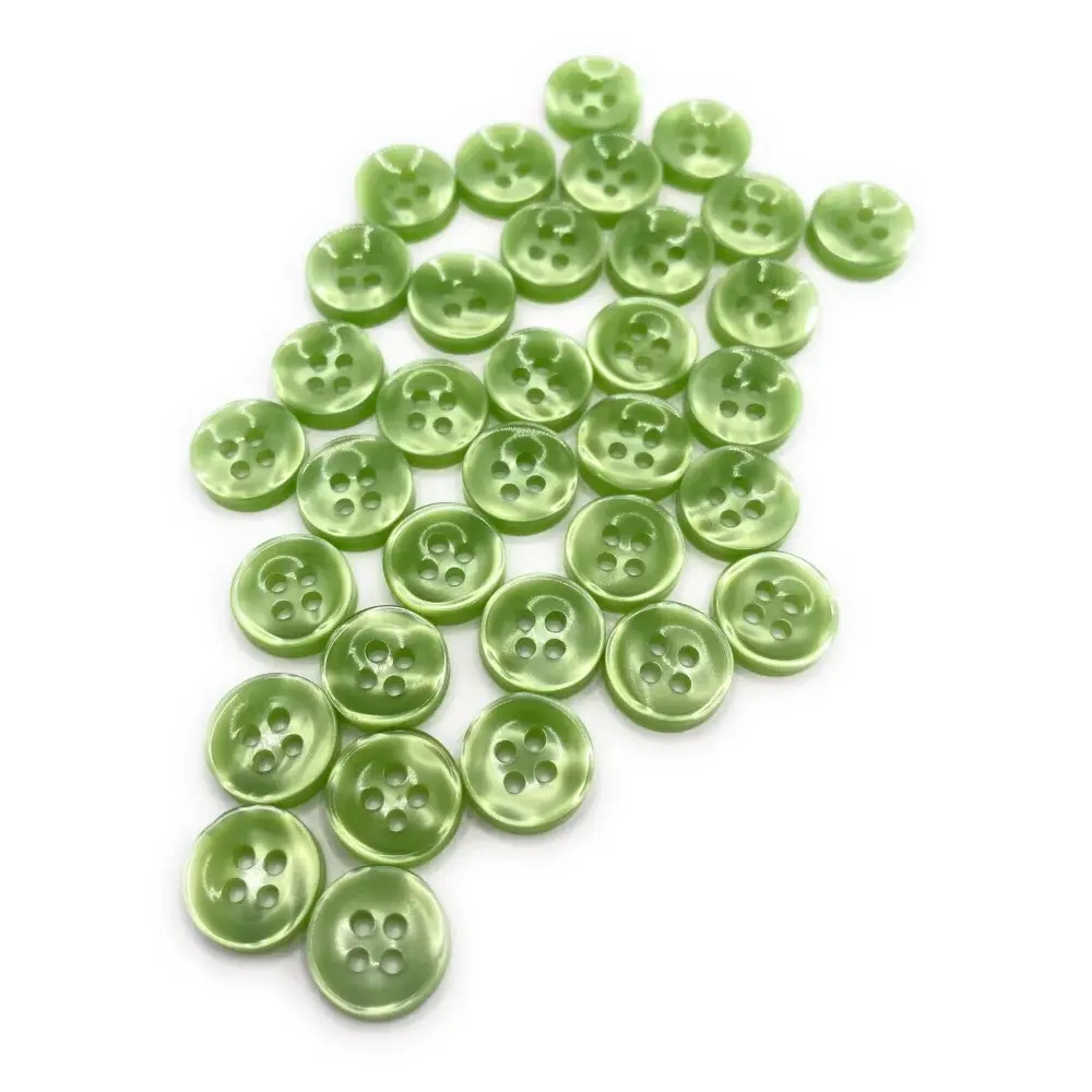 Green, four-hole buttons.