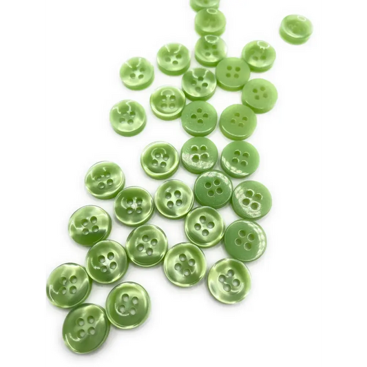 Green four-hole buttons.