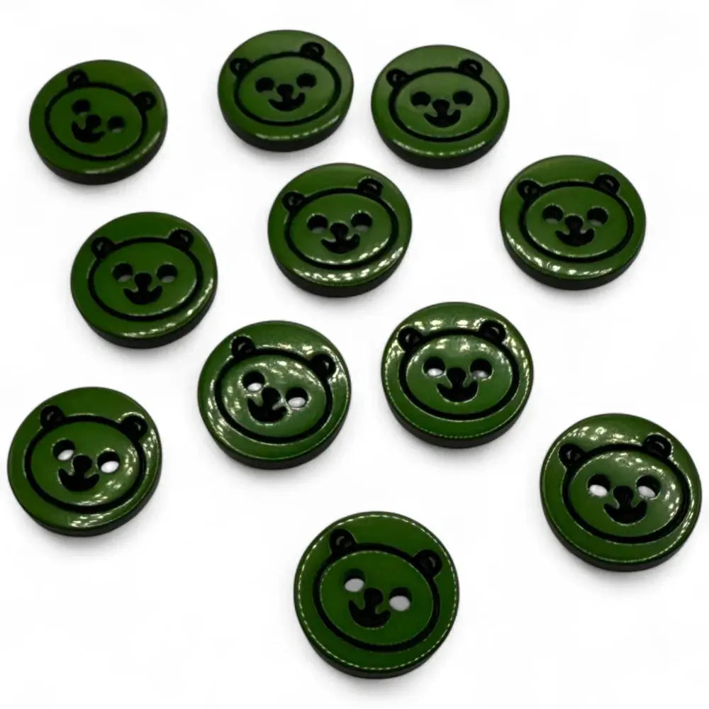 Green bear-faced buttons.