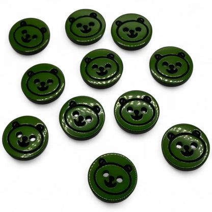 Green bear-faced buttons.