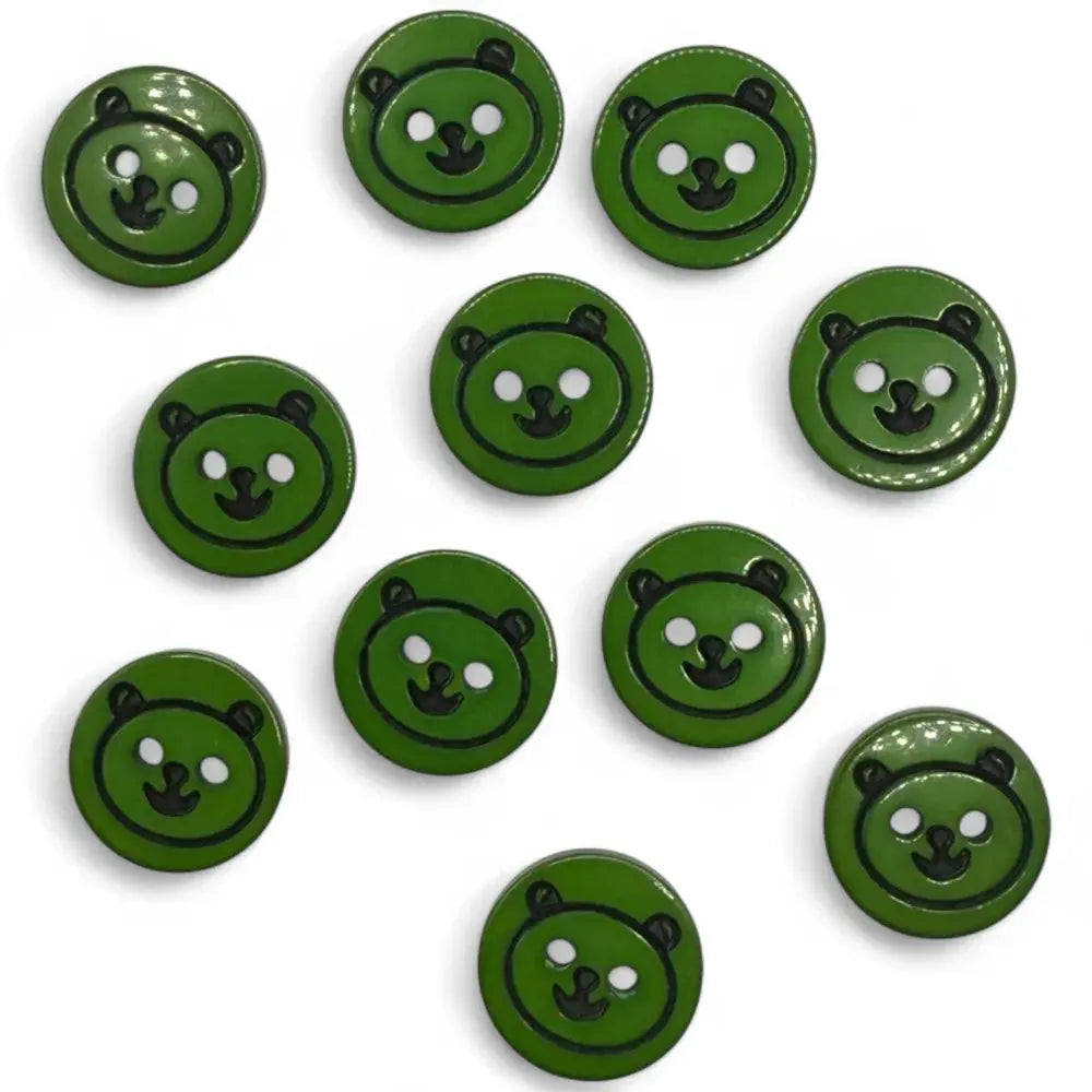 Green bear-faced buttons.