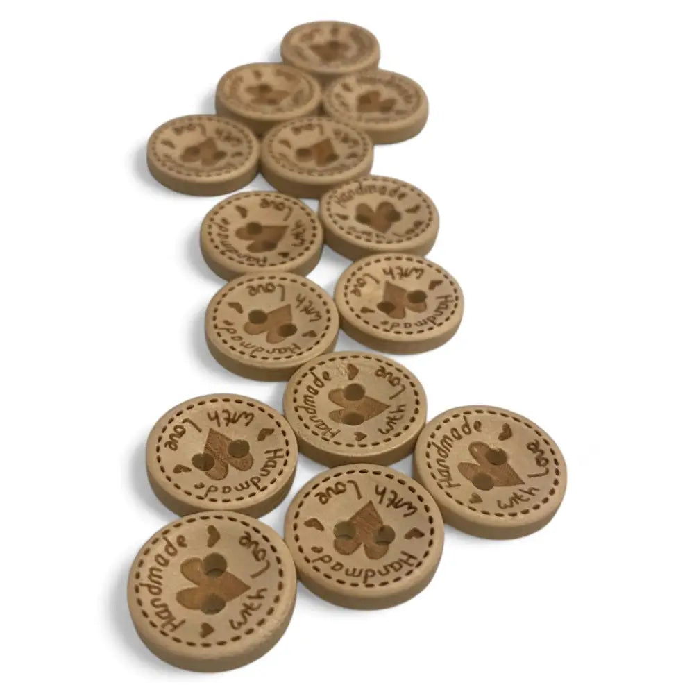 KnitForLess Handmade Wooden Buttons with Heart Pattern 15mm Sewing Knitting Cardigan