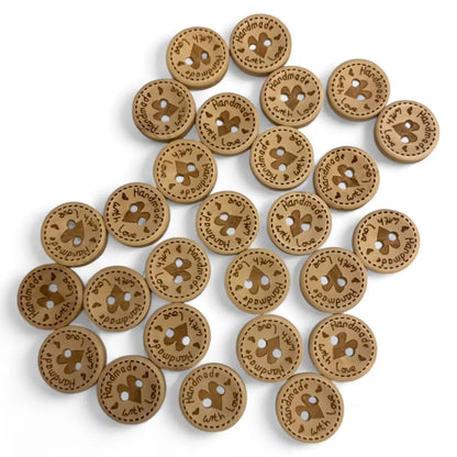 KnitForLess Handmade Wooden Buttons with Heart Pattern 15mm Sewing Knitting Cardigan