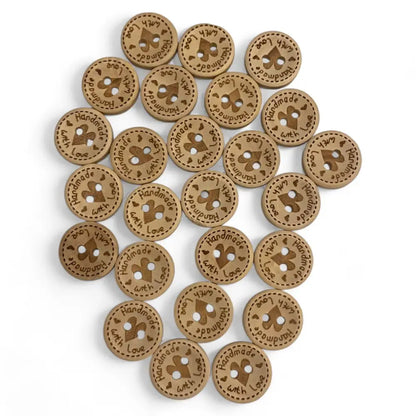 KnitForLess Handmade Wooden Buttons with Heart Pattern 15mm Sewing Knitting Cardigan