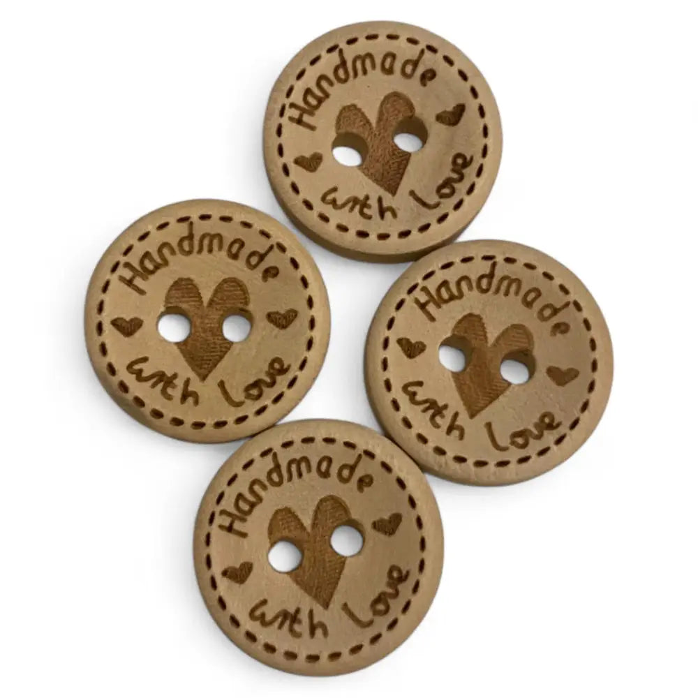 KnitForLess Handmade Wooden Buttons with Heart Pattern 15mm Sewing Knitting Cardigan