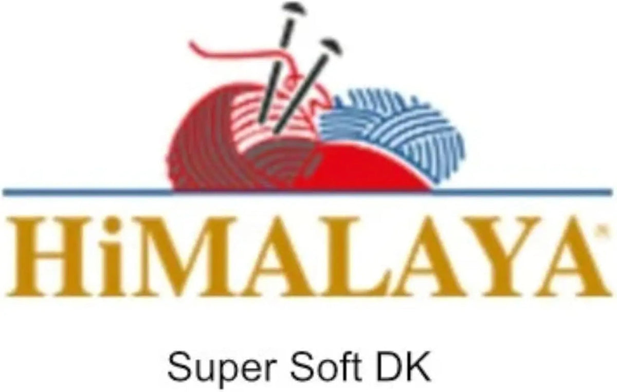 KnitForLess Himalaya Super Soft DK yarn logo featuring a ball of yarn and knitting needles
