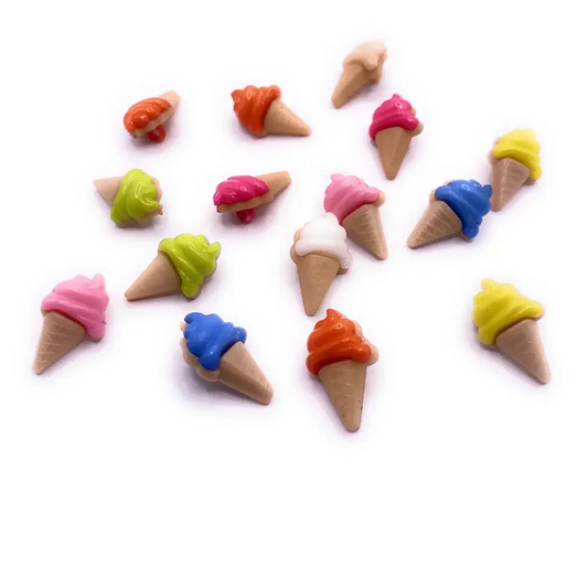 Colorful miniature ice cream cones.
