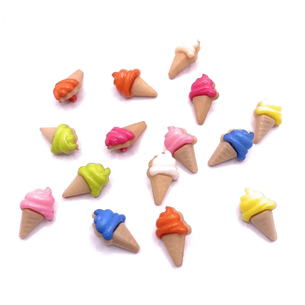 Colorful miniature ice cream cones.