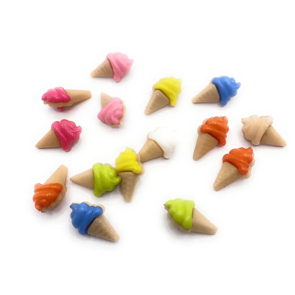 Colorful miniature ice cream cones.
