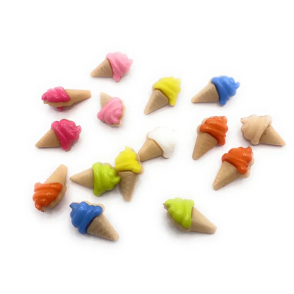 Colorful miniature ice cream cones.