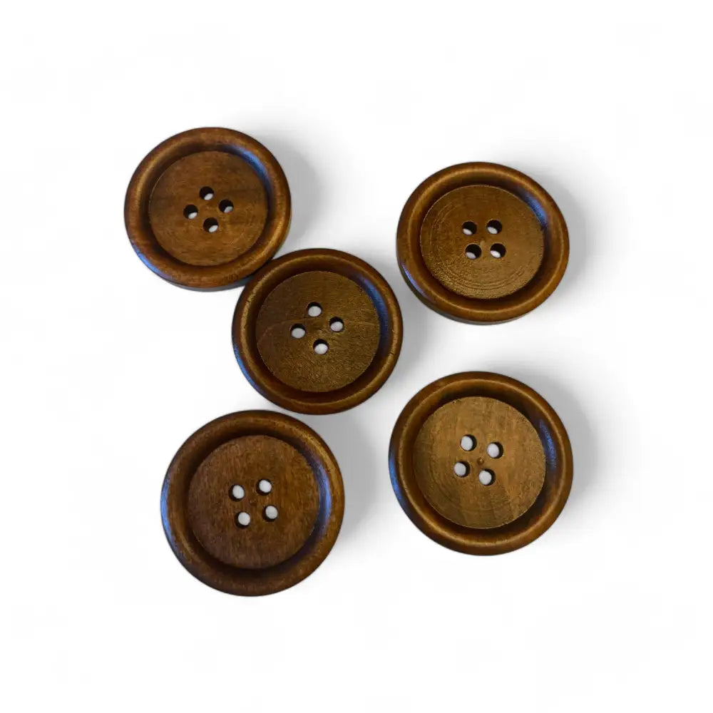 KnitForLess Large Wooden Buttons 30mm - Natural Brown 4-Hole for Sewing Knitting & Crafts Projects - Pack of 10