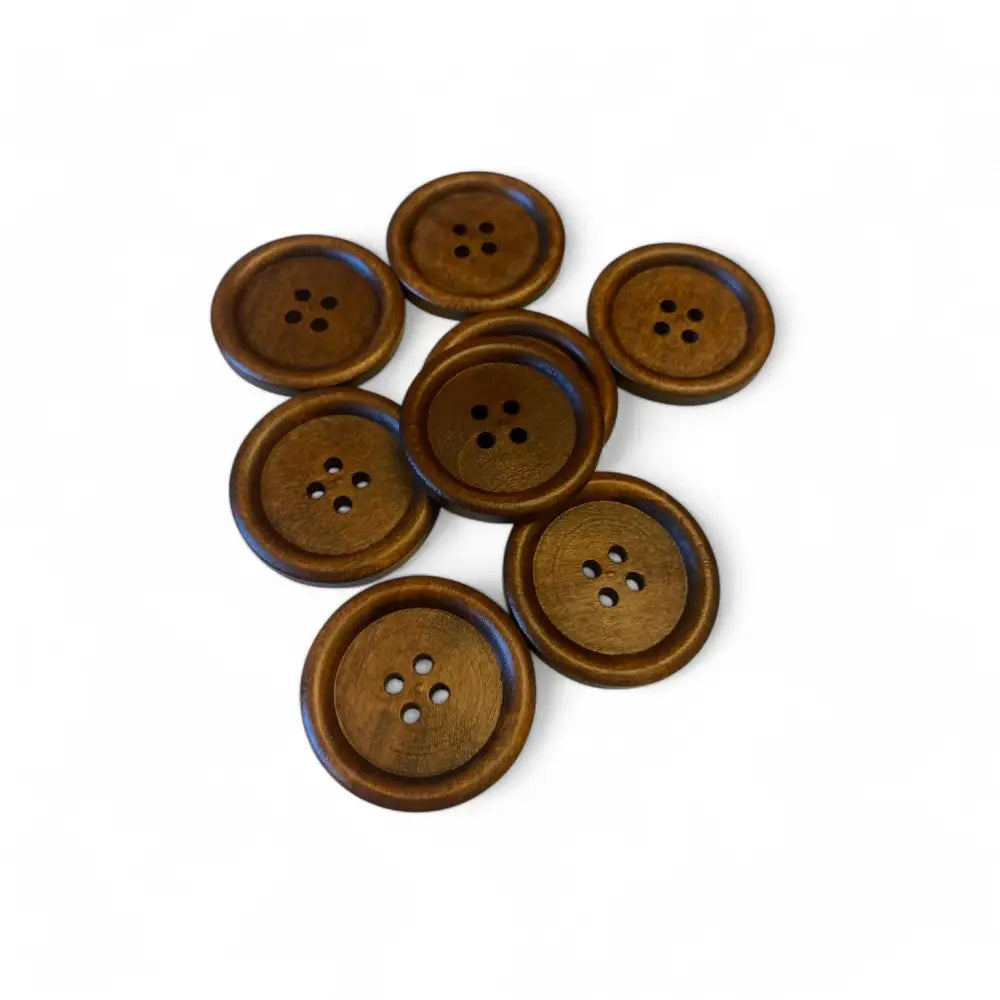KnitForLess Large Wooden Buttons 30mm - Natural Brown 4-Hole for Sewing Knitting & Crafts Projects - Pack of 10