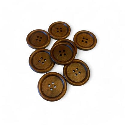 KnitForLess Large Wooden Buttons 30mm - Natural Brown 4-Hole for Sewing Knitting & Crafts Projects - Pack of 10