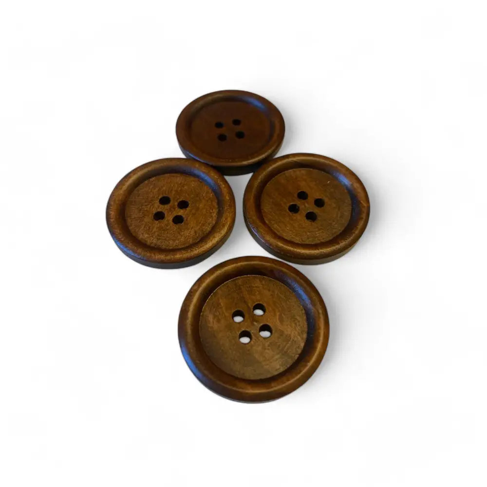 KnitForLess Large Wooden Buttons 30mm - Natural Brown 4-Hole for Sewing Knitting & Crafts Projects - Pack of 10