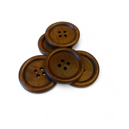 KnitForLess Large Wooden Buttons 30mm - Natural Brown 4-Hole for Sewing Knitting & Crafts Projects - Pack of 10
