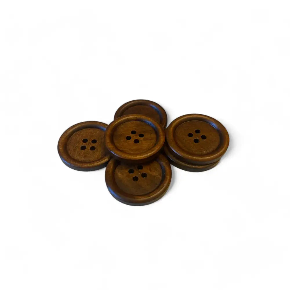 KnitForLess Large Wooden Buttons 30mm - Natural Brown 4-Hole for Sewing Knitting & Crafts Projects - Pack of 10