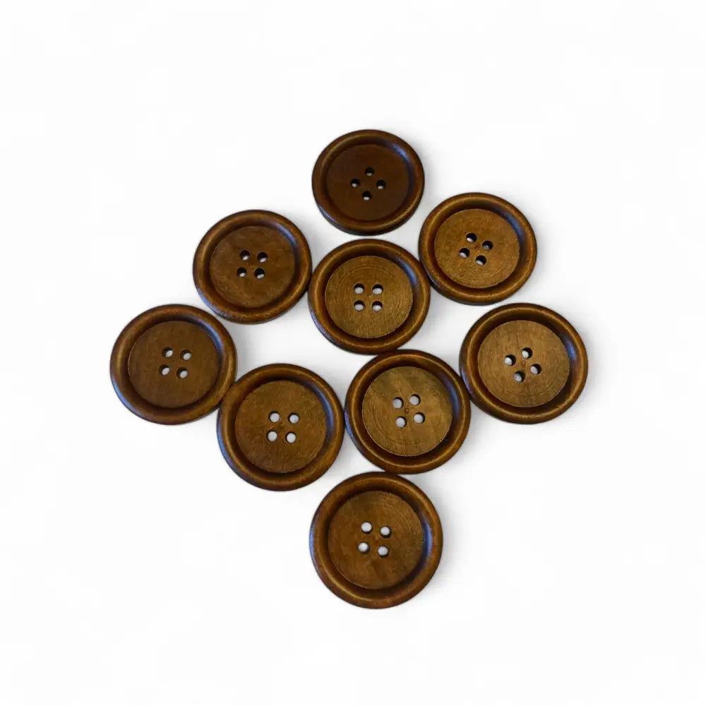 KnitForLess Large Wooden Buttons 30mm - Natural Brown 4-Hole for Sewing Knitting & Crafts Projects - Pack of 10