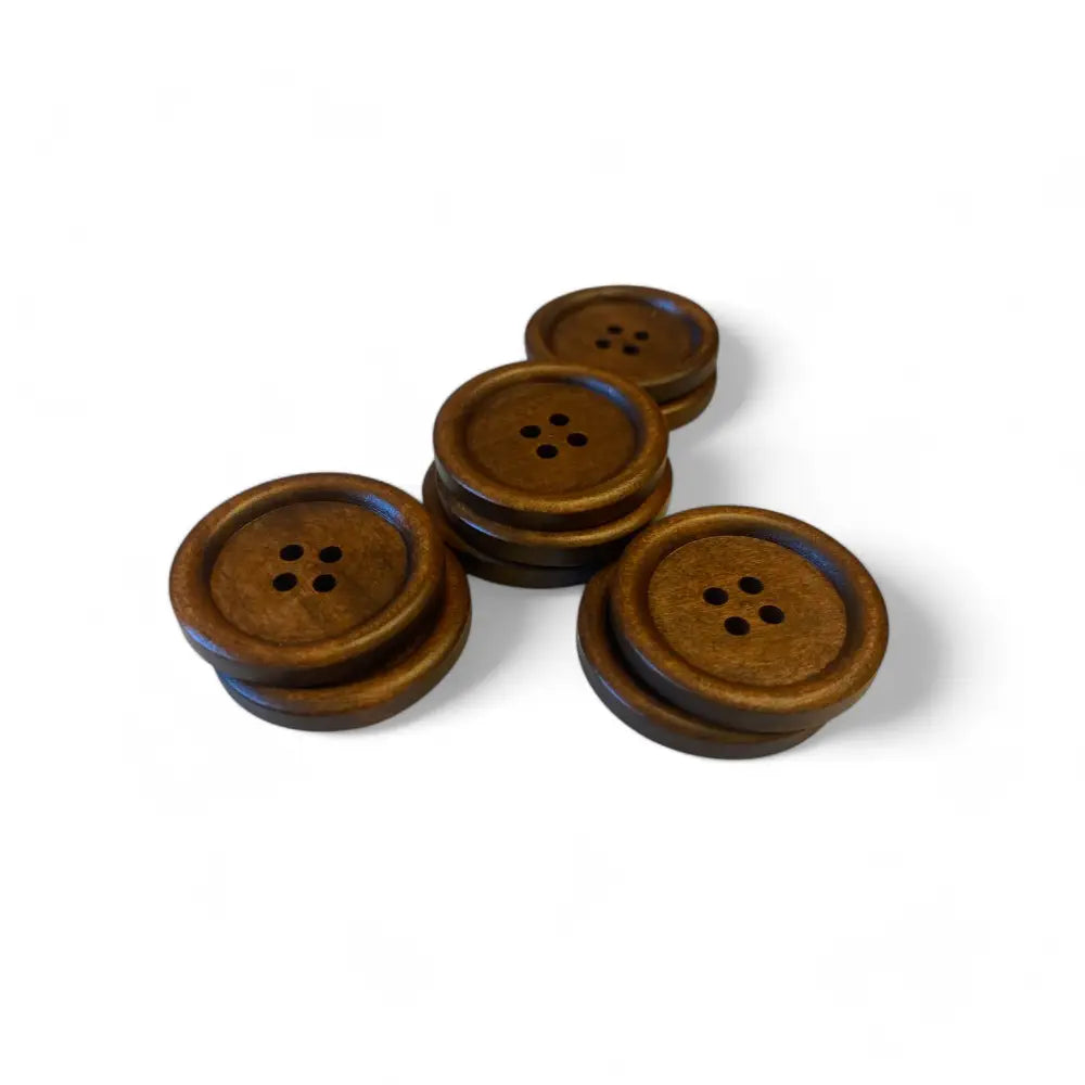 KnitForLess Large Wooden Buttons 30mm - Natural Brown 4-Hole for Sewing Knitting & Crafts Projects - Pack of 10