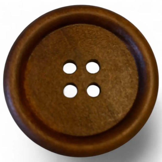 KnitForLess Large Wooden Buttons for Sewing - 35mm Round Brown 4-Hole - Natural Wood Craft Pack of 10
