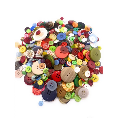 Pile of colorful buttons.