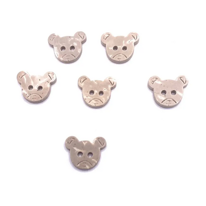 Bear-shaped, two-hole buttons.