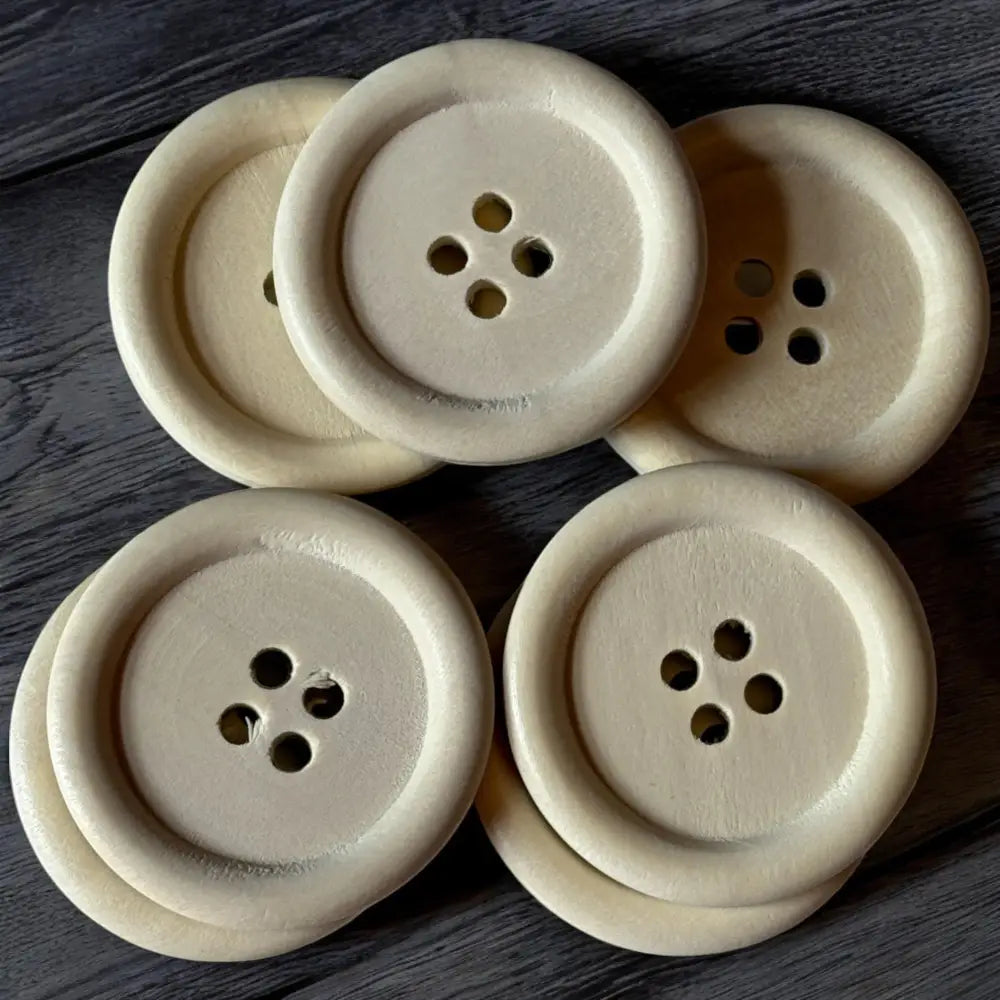 KnitForLess Natural Wooden Buttons 30mm 4 Hole for Cardigans and Sewing