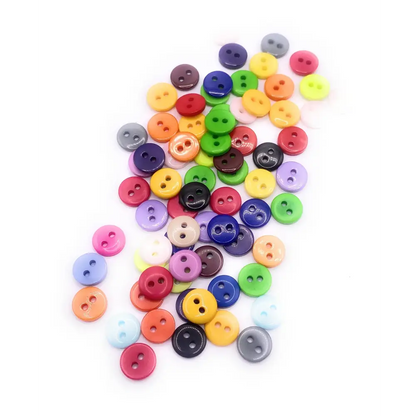 KnitForLess (Pack of 100) Mixed Colour 9mm Buttons 2 Hole Small Round Plastic Scrapbooking Arts Crafts
