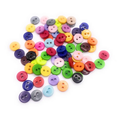 KnitForLess (Pack of 100) Mixed Colour 9mm Buttons 2 Hole Small Round Plastic Scrapbooking Arts Crafts