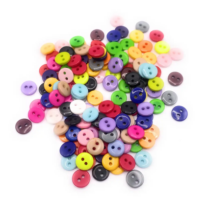 KnitForLess (Pack of 100) Mixed Colour 9mm Buttons 2 Hole Small Round Plastic Scrapbooking Arts Crafts