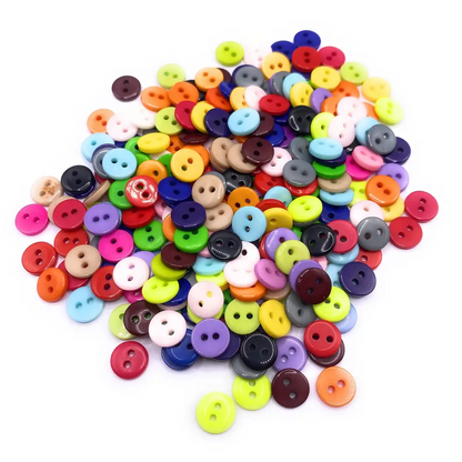 KnitForLess (Pack of 100) Mixed Colour 9mm Buttons 2 Hole Small Round Plastic Scrapbooking Arts Crafts